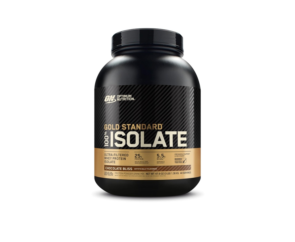 Optimum Nutrition Gold Standard 100% Isolate, Protein Powder, Chocolate Bliss, 3 punta, 44 Tarjoilut. Heraproteiini-isolaatti (Packaging May Vary)