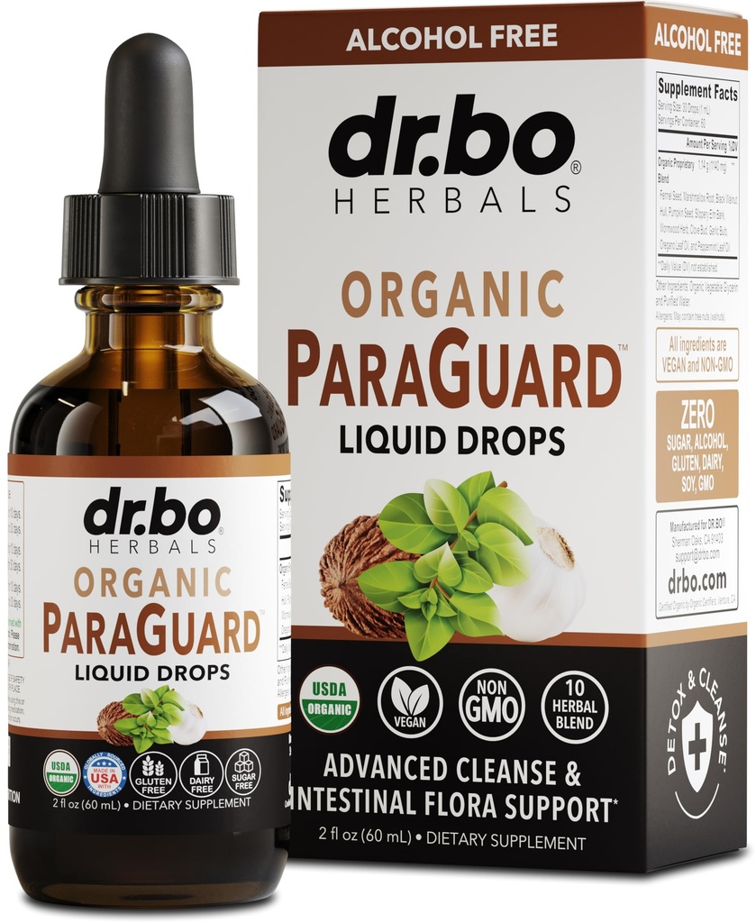 ParaGuard Cleanse Liquid Organic Detox - Organic Intestinal Guard Formula Supplement for Humans Black Walnut Wormwood Clove & Oregano Tincture - Natural Herbal Intestine Body Gut Cleanser 2 oz