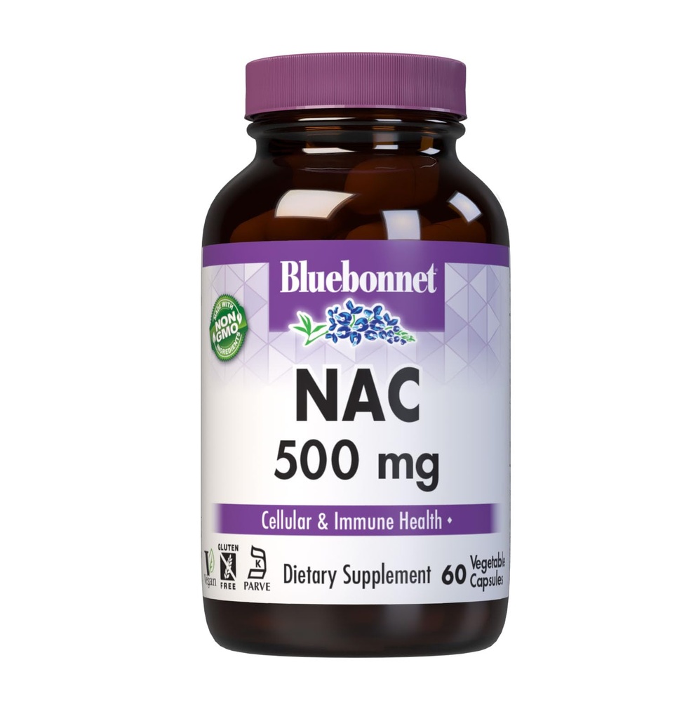 Bluebonnet NAC 500 mg Vitaminkapslar, 60 greve