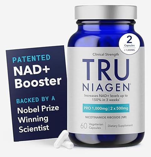 TRU NIAGEN PRO NAD+ täydennysosa ikääntymistä ja solujen regeneraatiota varten, 2 x 500 mg Patentoitu Niagen, 30 Servings 