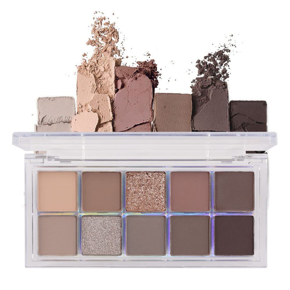 BINGBRUSH 10 väriä Tummanruskea harmaa silmävarjo pallet, korkea pigmentti Matte Shimmer silmävarjo, luonnon neutraali kiiltävä silmävarjo Ultimate meikki paletti, Vibrant muodostavat palettia Kit