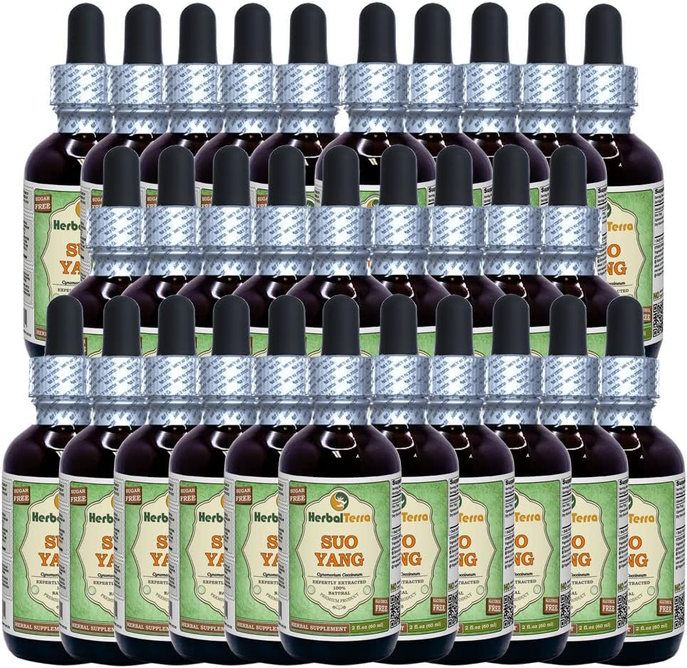 SUO Yang (Cynomorium coccineum) Glyseriitti, kuivattu yrttialkoholiton nesteuute (Brandin nimi: HerbalTerra, ylpeästi valmistettu Yhdysvalloissa) 30x2 fl.oz (30x60 ml)