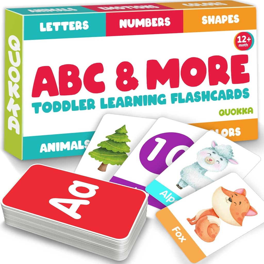 ABC Learning Flash kortit pikkulapsille 2-4 vuotta vanha - 60 Flashcards Lelu lapsille ikä 1-3-5 Quokka - Aakkosnumerot värit Kirjaimet Eläimet Opi toimintaa - Ensimmäinen sana koulutus peli