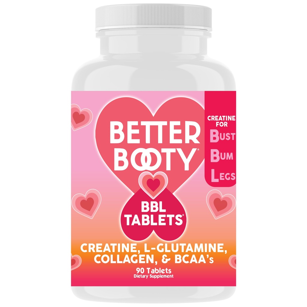 Parempi Booty BBL-tabletit - Creatiini Complex Supplement for Women with Creatine Monohydrate, L-glutamine, Collagen, and BCAA's (90ct)