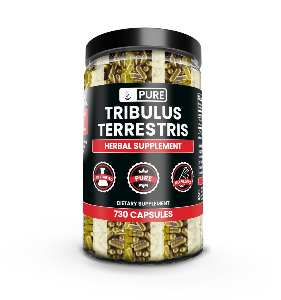 Alkuperäinen ainesosat Tribulus Terrestris, Ei magnesiumia tai riisiä Fillers, aina puhdas, Lab todennettu (730 kapselia)