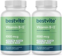 BESTVITE B12-vitamiini (Metyylicobalamiini) 1000 mcg (480 kasviskapselia)(2 x 240) (Metyyli B12) - Ei stearaattia - Vegaani - Ei muuntogeenisiä organismeja - Gluteeniton