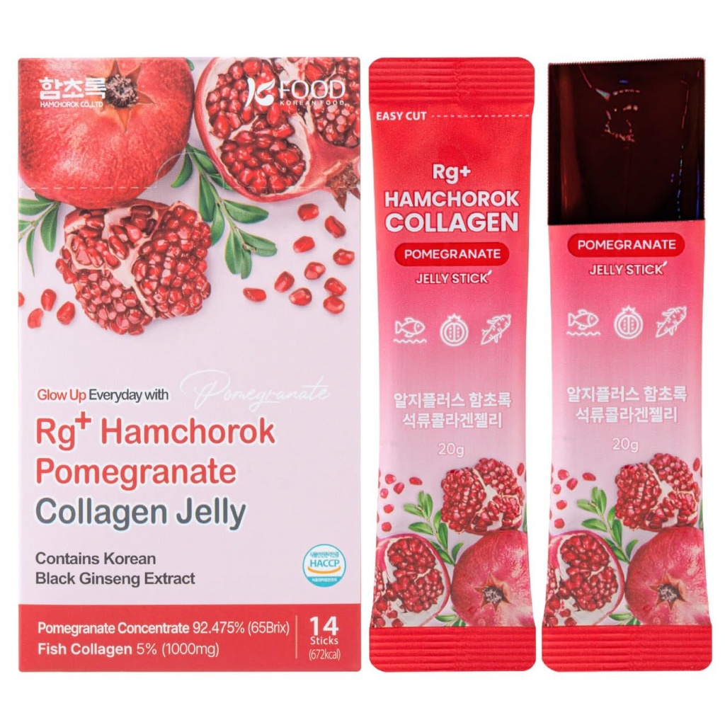 Rg+ Granaattiomena kollageenihyytelö(20gx14stick) / anti-ageing Korean-kauneus / 360DA Marine Collagen + Vitamin C&E Ginseng konsentraatti immuunisupport, iho, hiukset, kynsi & nivelet (14)