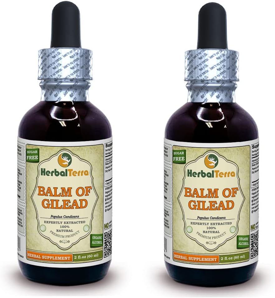 Balm Of Gilead (Populus candicans) Tincture, Organic kuivattu Buds Liquid Extract (Brand nimi: HerbalTerra, ylpeästi valmistettu Yhdysvalloissa) 2x2 fl.oz (2x60 ml)