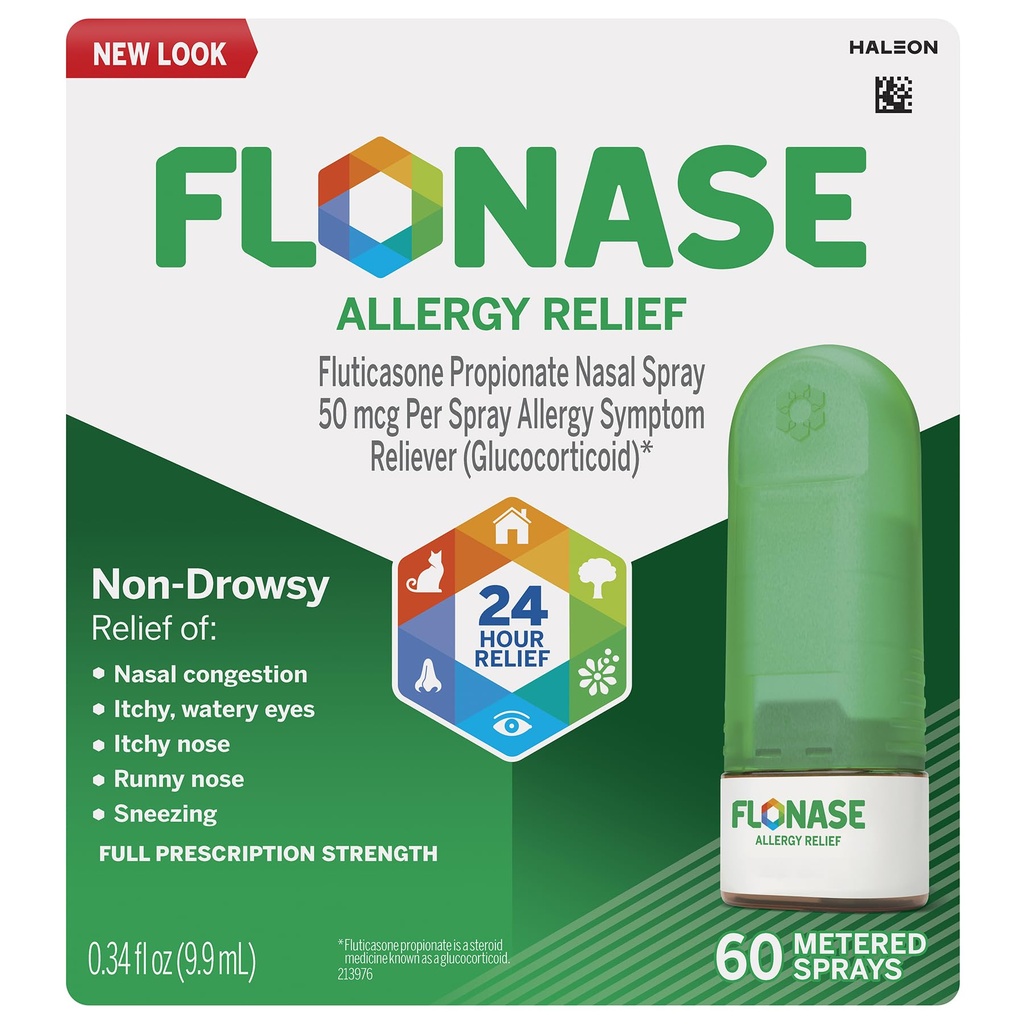 Flonaasi Allergia Relief Nenän sumutus, 24 tuntia ei unelias allergia Lääketiede, Metered nenäsumutus - 60 ruiskua