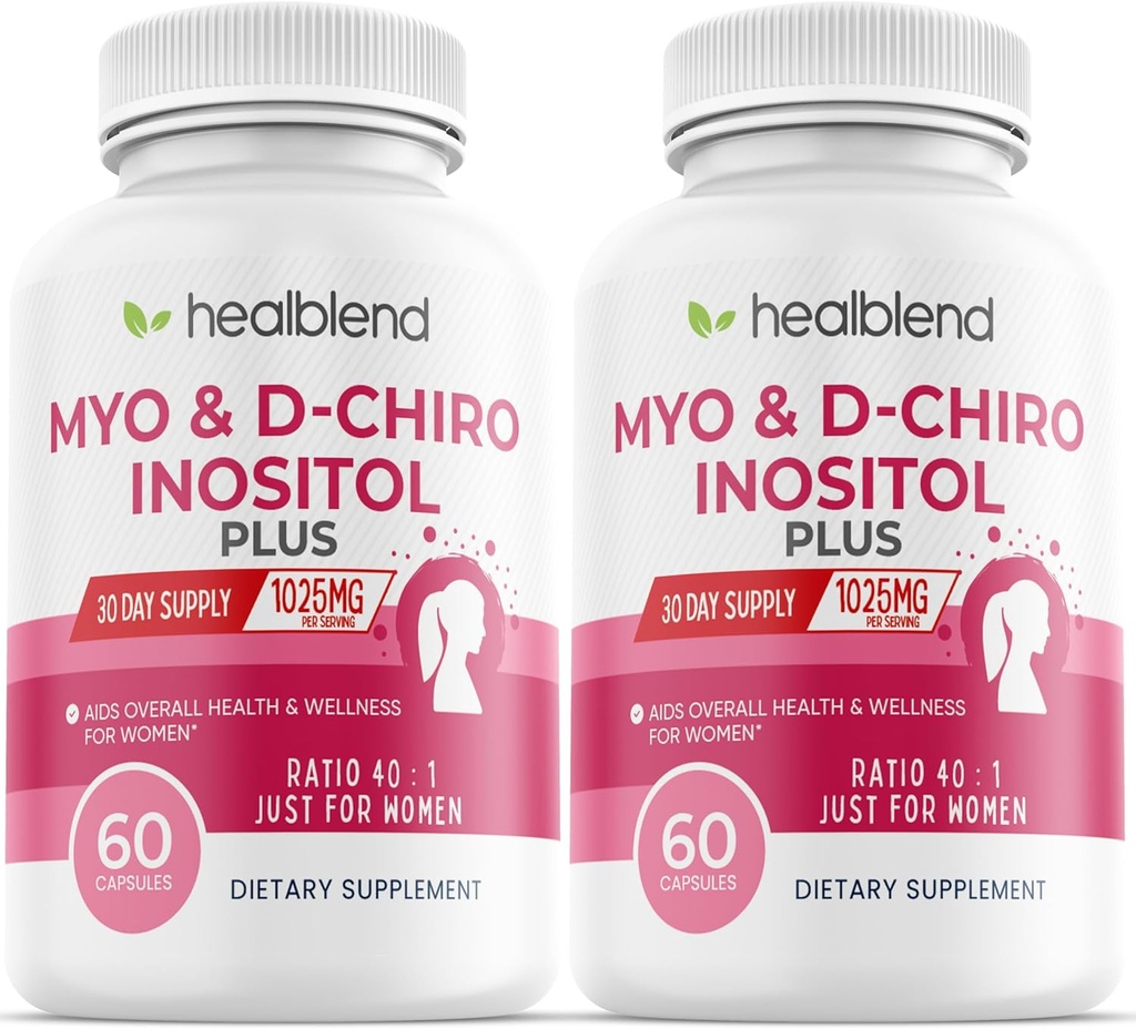 Myo & D-Chiro Inositol Plus Supplement Blend, Hormonal Balance, Healthy Ovulation & Overall Wellness Support för kvinnor, fertilitet och graviditetshälsa (2 Pack)