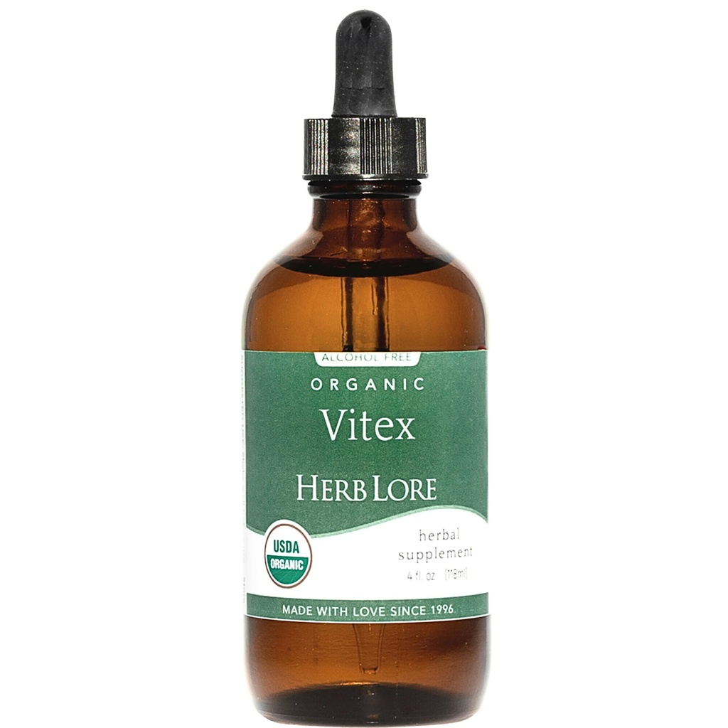 Herb Lore Vitex Tincture - USDA Organic Chasteberry Extract Supplement for Women - Alkoholiton Chaste Tree Supplement - Vegan Drops 4 Fl Oz