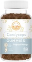 Cordyceps Mushroom Gummies - Kan stödja energi, uthållighet och uthållighet - Tropisk mango smak - Vegan, icke-GMO, glutenfri, gelatinfri - 60 greve