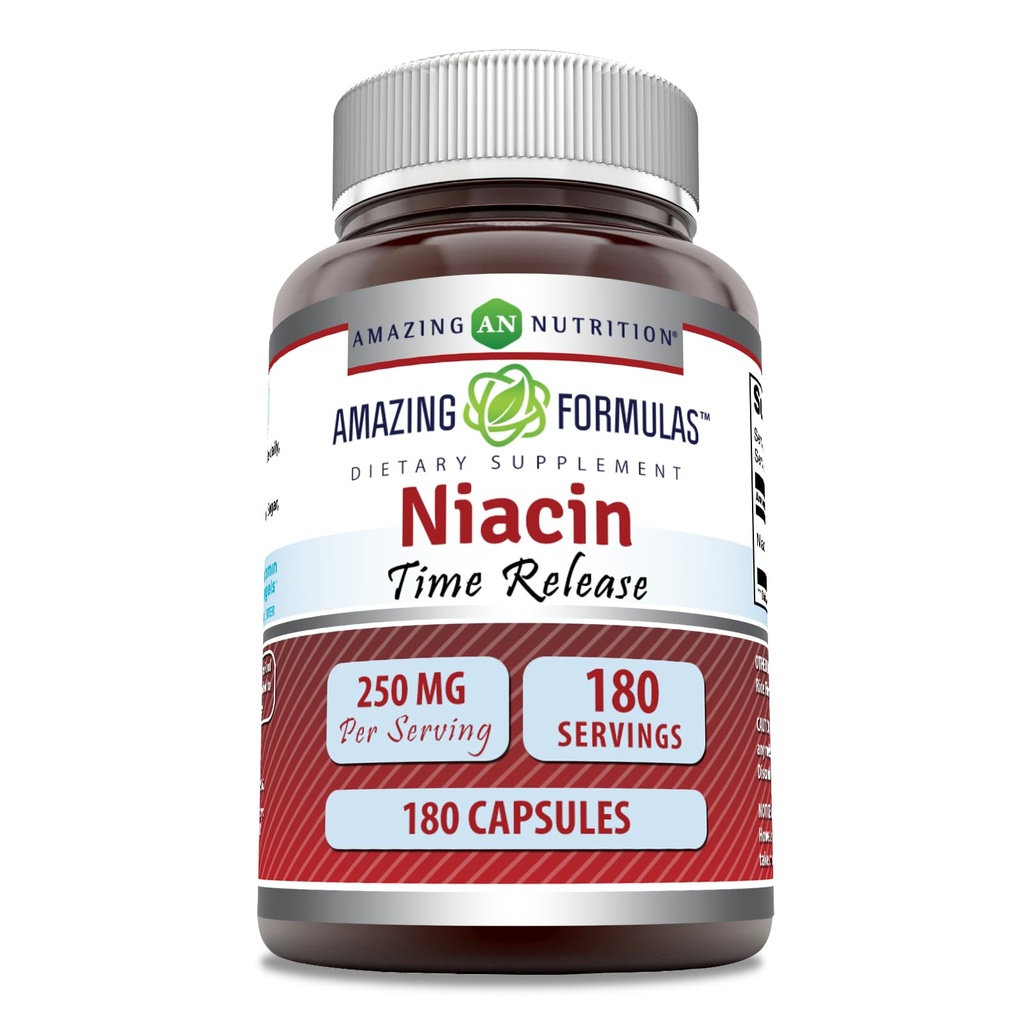 Hämmästyttävä Formula Niacin(Vitamin B3) 250 mg 180 kapselin täydennysosa 