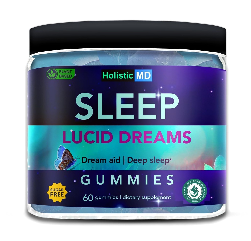 Lucid Dreams Deep Sleep - Mugwort Herb 5 htp Mucuna Pruriens Choline Lisäravinteet - Gummies Sugar Free Vegan 60 ct