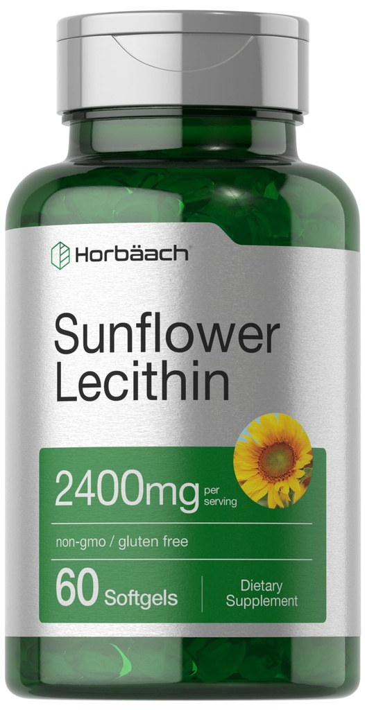Horbäach Auringonkukka Lecithin Softgel kapselit ... 2400 mg... 60 pilleriä...