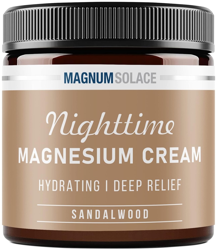 Magnesium Lotion - Nighttime Magnesium Cream - Applicera på Leg Muscles, Arms or Chest - Topical Magnesium Chloride - USA Made and Safe for Kids (Sandalwood) 4 Fl Oz (Pack of 1)