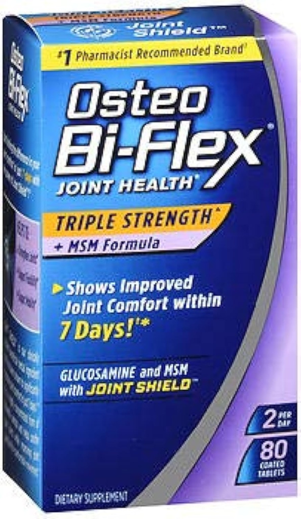 Osteo Bi-Flex Joint Health Triple Strength + MSM Formula Joint Shield + Glukosamiini - 80 päällystettyä tablettia