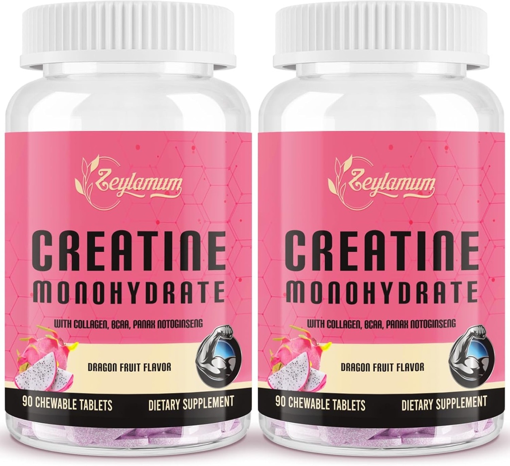 Creatiini naisten kanssa Hydrolysed Collagen, BCAA ... 3G Creatine Chews for Women Booty Gain, Lean Muscles, Recovery & Energy, Vegan, Sugar Free Creatiini, Powder Alternative, 60 Servings