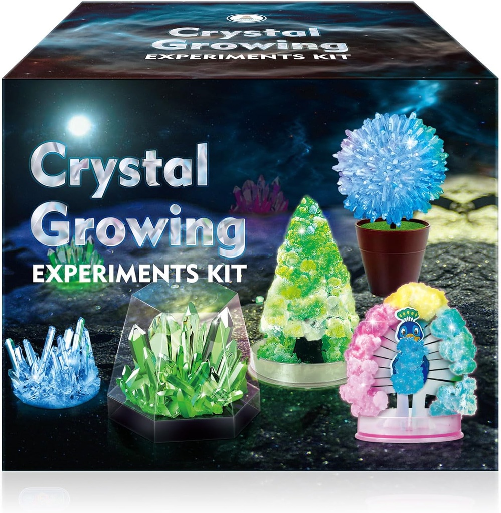 UNGLINGA Crystal Growing Experiment Science Kits lapsille, S.T.E.M. Projektit Oppimisvälineet Lahjat Idea pojille Tytöt, Kasvata 5 Vibrant Crystals Making Kit