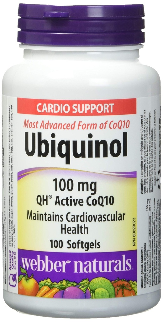 Webber Naturals Ubiquinol 100mg QH Active CoQ10, 100 mjukgels