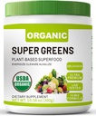 Organic Super Green Superfood Powder with Spirulina & Chlorella for Gut Health, Tukee Immuniteetti, Ruoansulatusterveys, Natural Energy, Probiootti, antioksidantti, Dgestive Enzymes, (300grs)