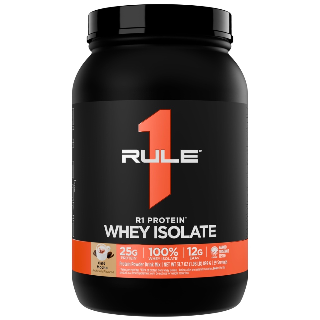 1 artikla R1-proteiini Hera-isolaatti - 25g proteiinia & 6g BCAA Yksinomaan yksittäisistä ja hydrolysoiduista energialähteistä harjoitteluun (2 punta*, Café Mocha)