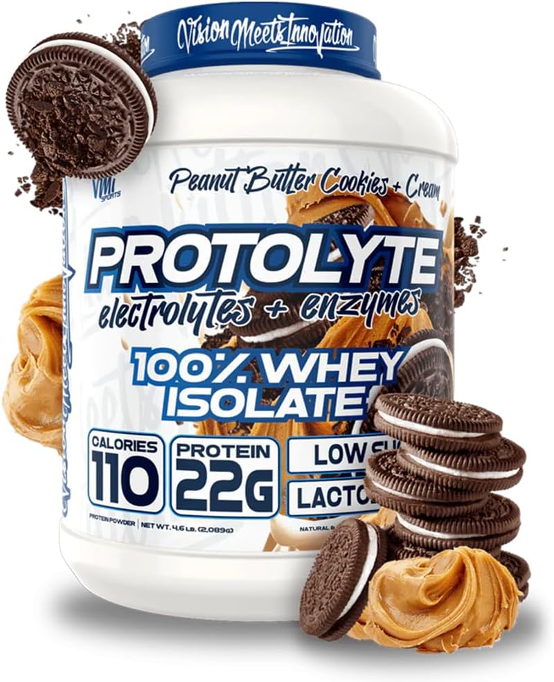 VMI Sports | ProtoLyte Whey Isolate Protein Powder | Low Calorie Whey for Weight Loss and Muscle Gain | Digestive Enzymes | Non-GMO (4,6 lb, Peanut Butter Cookies och Cream)