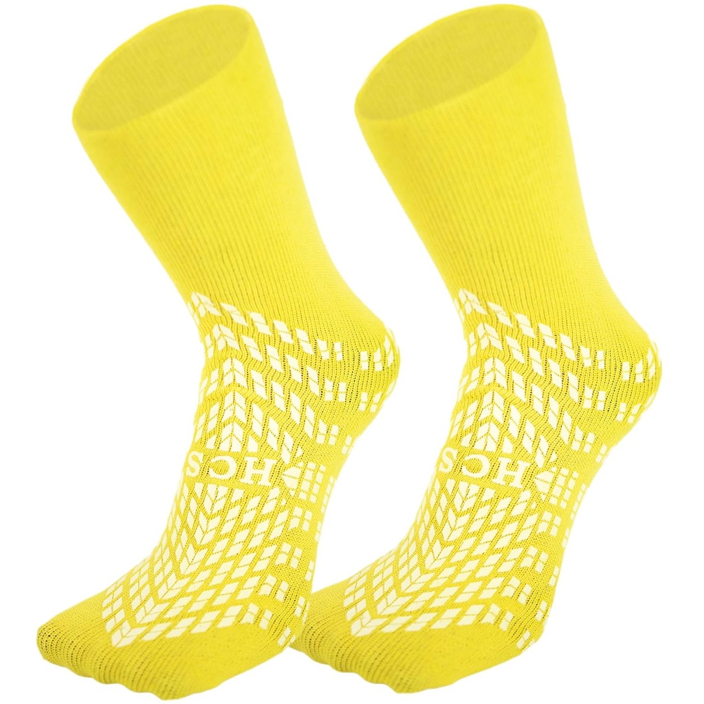 HCS Non-Slip Hospital Sukat Grips for Women & Men (6 paria) - 360 All-Around Read Non-Slip Sock, Ikäihmiset / Seniors - Hospital Grip Socks, Naiset, Miehet - Fall Risk Potilas Tohvelit (Yellow, Säännöllinen)
