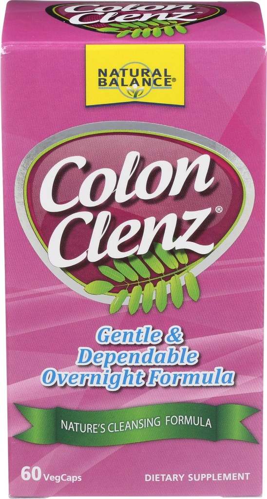 Natural Balance Colon Clenz | Herbal Colon Cleanse, Detox Cleanse och Digestive Health Supplement - Gentle and Dependable Overnight Formel - 60-dagars garanti (60 portioner, 60 VegCaps)