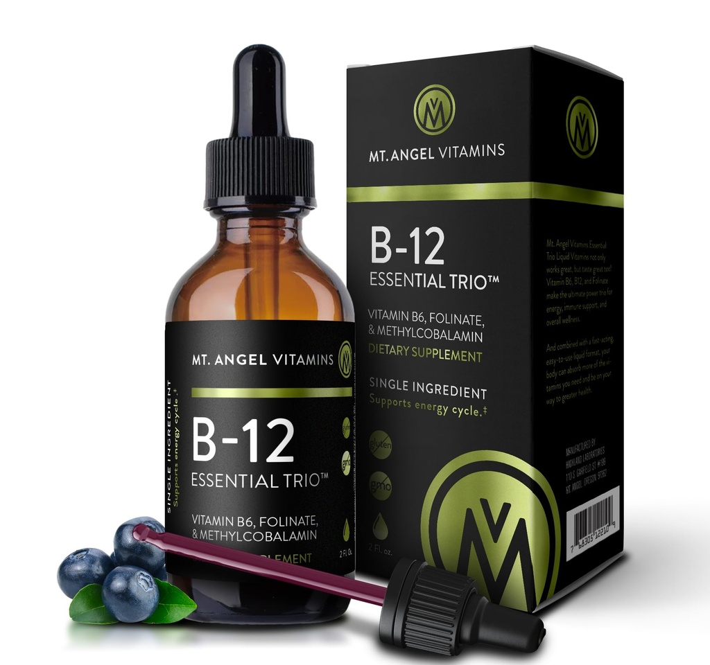 Mt. Enkeli vitamiinit - B12 Essential Trio - Vegaani sublingual Drops korkea-Potency Metyyli B12, B6 & Folaatti - Helppo absorptio neste - ei-GMO, valmistettu Yhdysvalloissa