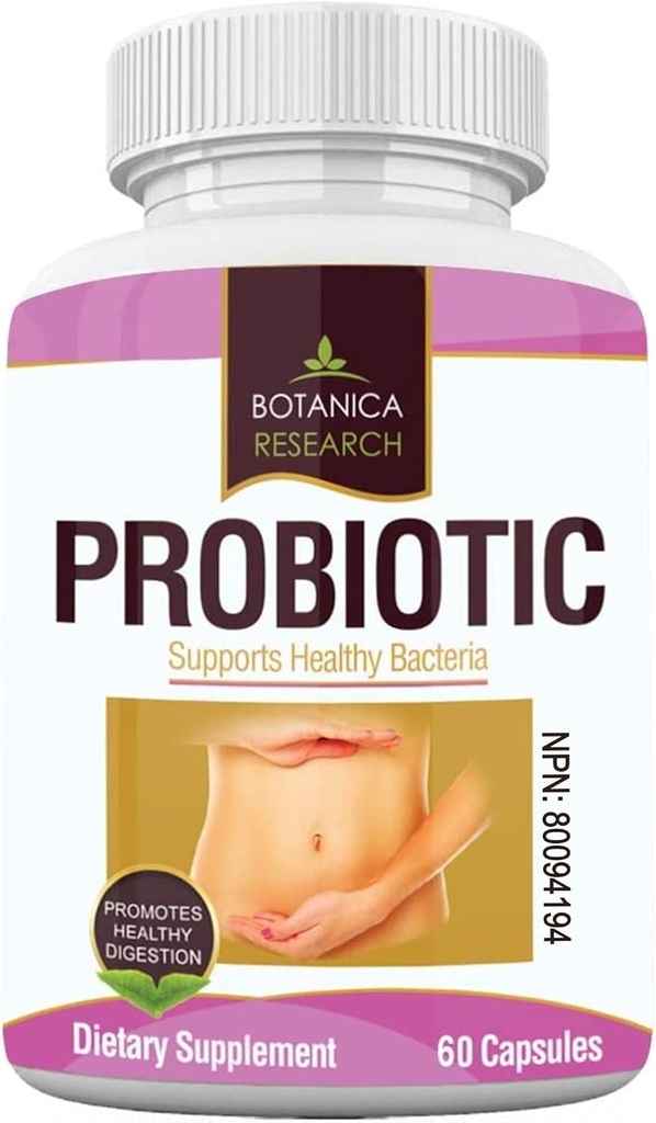 Probiotika All Natural Health Supplement för kvinnor och män med Lactic Acid Bacteria för Gut, Yeast Support 60 Oral Flora kapslar för daglig användning. Made in America av Botanica Research
