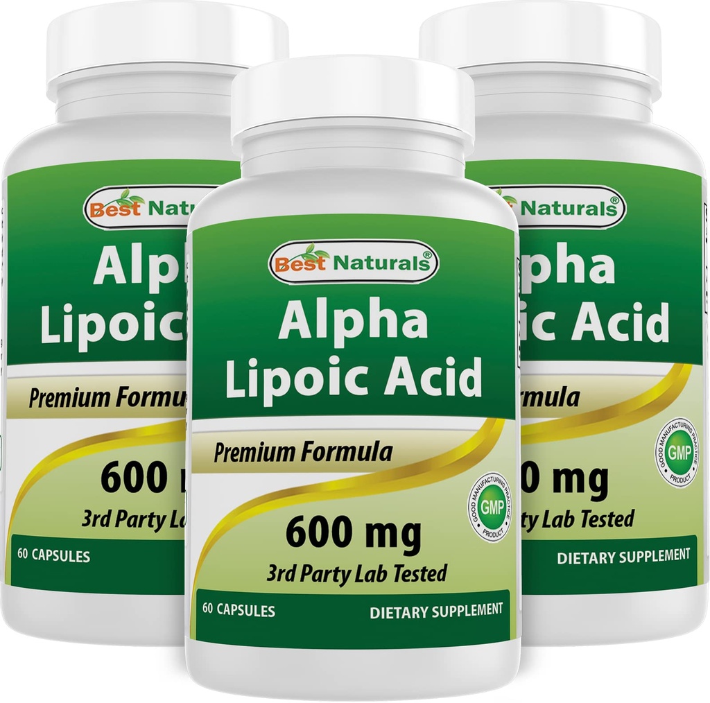 Best Naturals Alpha Lipoic Acid 600 mg 60 kapselia - ALA Tehokas antioksidantti (60.