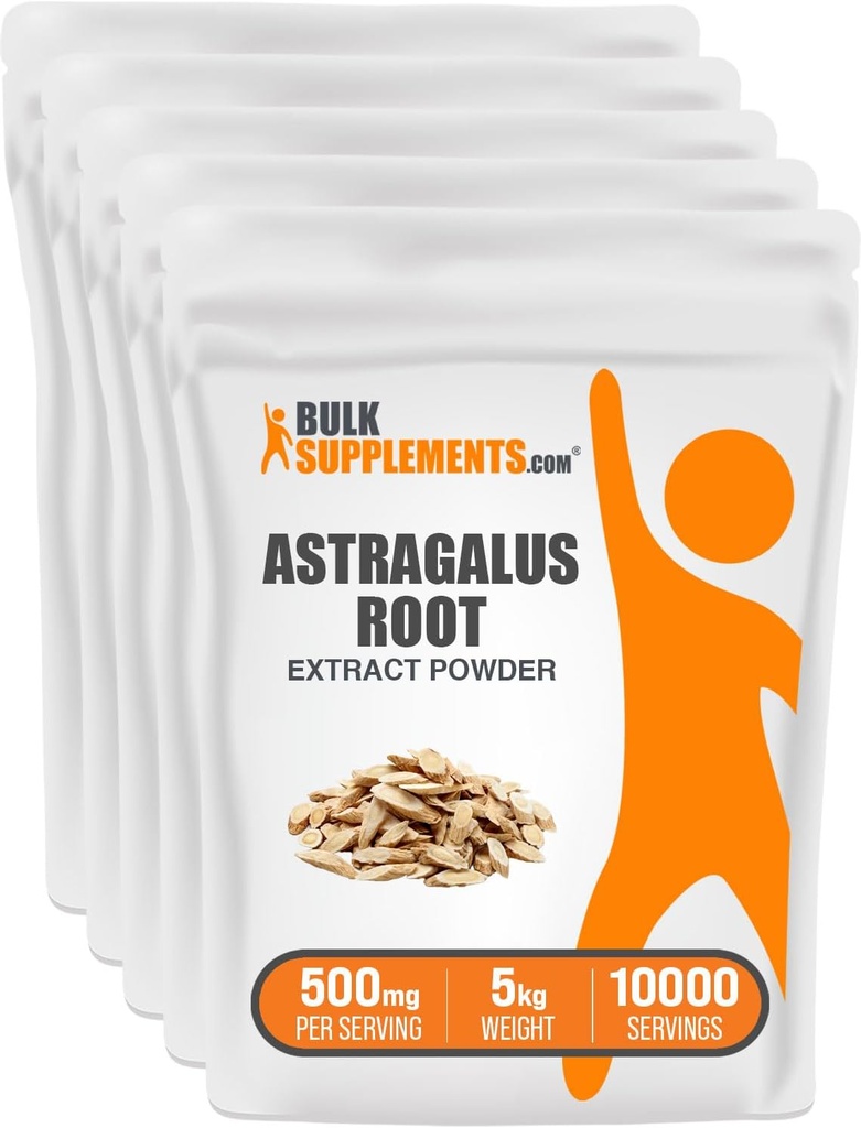 BulkSupplements.com Astragalus Extract Powder - from Astragalus Root, Astragalus Supplement - Vegan & Gluteeniton, Astragalus Powder - 500 mg per Serving, 1kg (2,2 lbs) (Pack of 5)