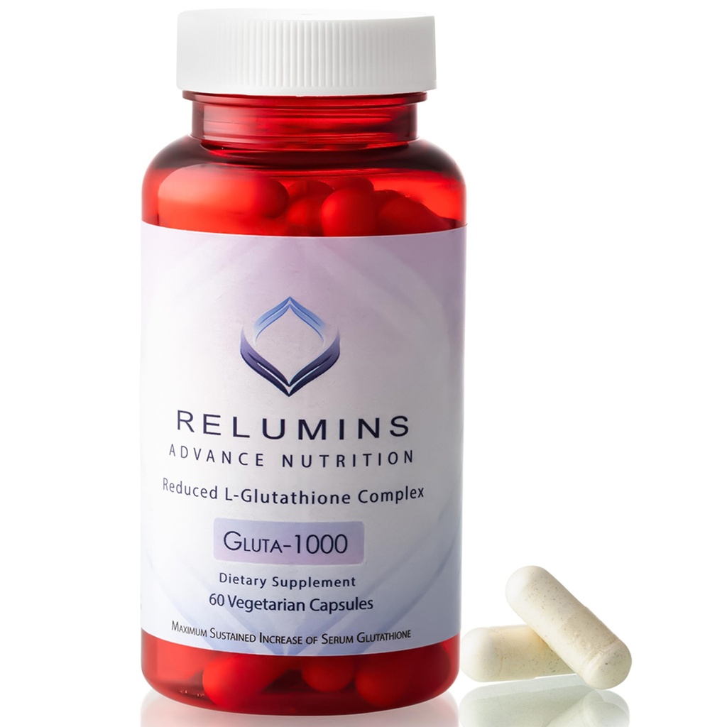 Relumins L Glutathione Supplement Complex - Reduced Glutathione 1000mg med Alpha Lipoic Acid & Rose HIPS Capsules för Nourished & Smoother Skin, Made in USA - 60 Caps