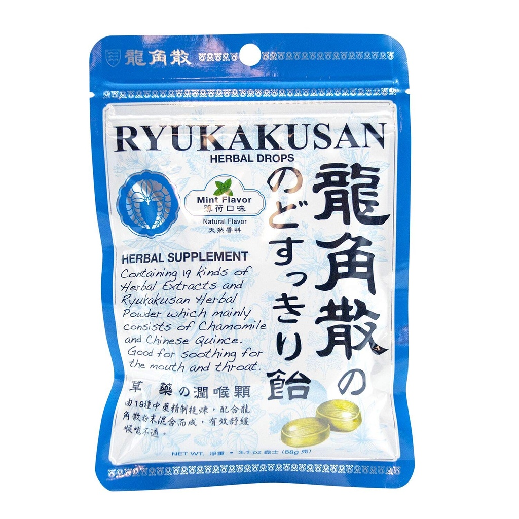 Ryukakusan Mint Flavor Herbal Drops (Supports Throat, Mouth, Upper Respiratory) (32 droppar) (1 Bag) (Solstice)