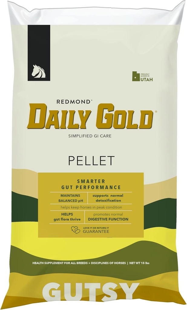 REDMOND Daily Gold Pellets Stressi Relief, Natural Parannus Clay for Gastric Ulcers in Horses (15 LB)