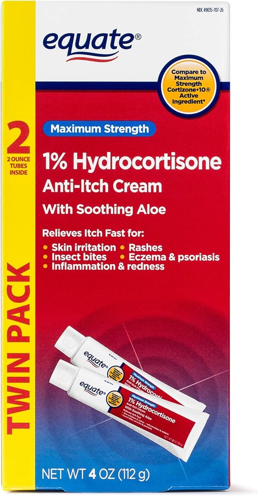 Lika TWINPACK 1% Hydrokortison Anti-itch Cream Jämför med maximal styrka kortison