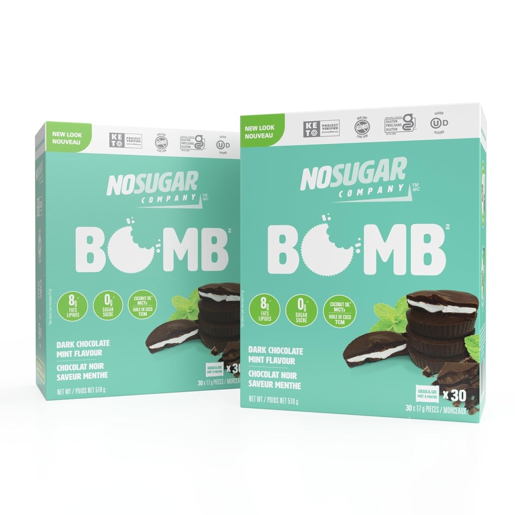 No Sugar Keto Cups, Chocolate Mint, 60 Cups - Diabetic säker behandling, Low Net Carb (1g), Sugar Free (0g) Keto Fat Bomb Snacks med 7g Healthy Fat - Gluten Free, All Natural, Non-GMO