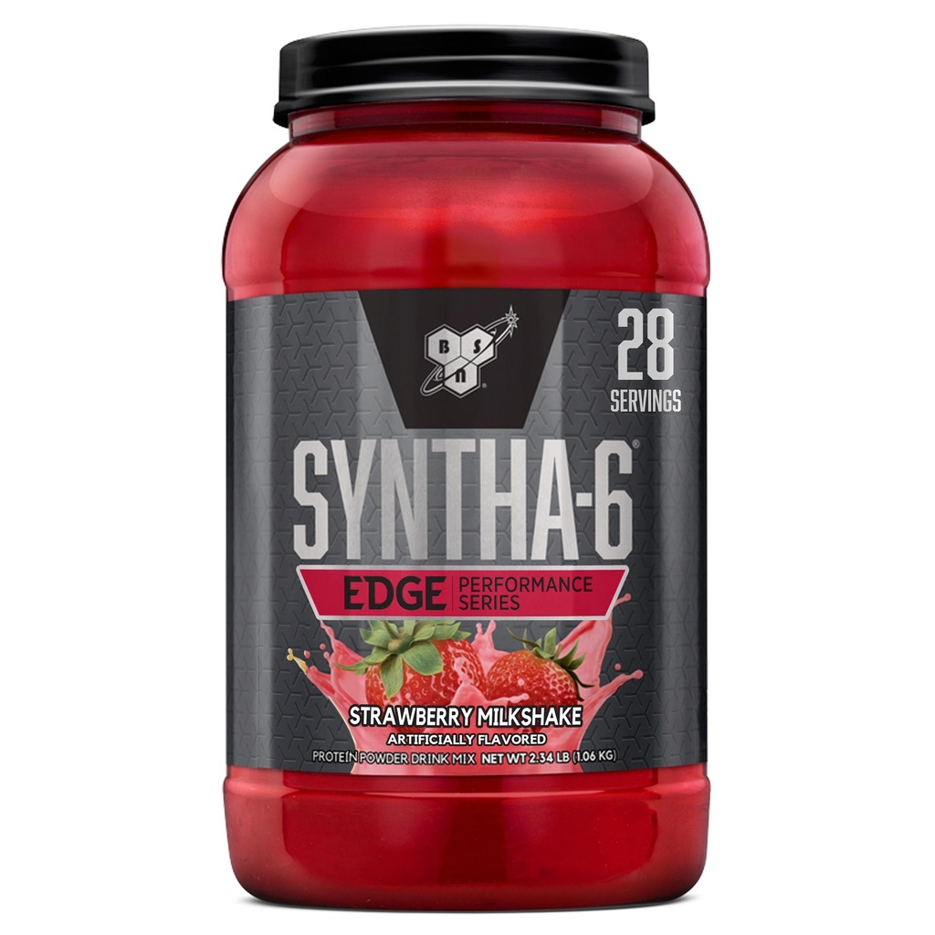 BSN SYNTHA-6 Edge Protein Powder, Strawberry Protein Powder Hydrolyzed Whey, Micellar Casein, Milk Protein Isolate, Low Sugar, 24g Protein, Mansikka Milkshake, 28 Tarjoukset