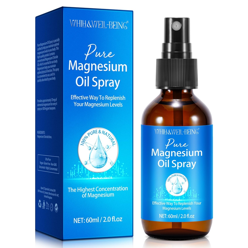 Magnesiumsumute, puhdas magnesiumöljysumute jaloille, luonnollinen ainesosa lasipullo, helppo imeä ja käyttää 1Pack