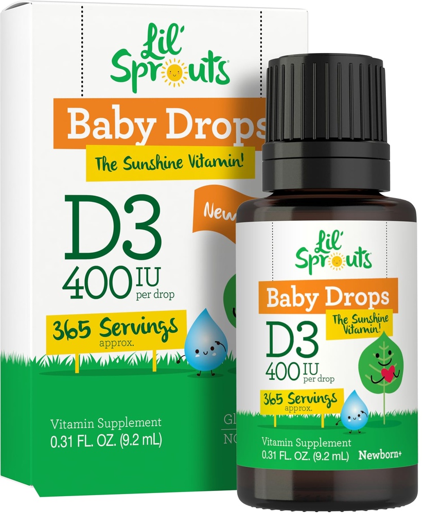 Carlyle Baby Vitamin D3 Liquid Drops | 400 IE | .31oz (9,2 ml) 1 års Supply (365 portioner) | Vegetariska, icke-GMO och Gluten Free av Lil' Sprouts