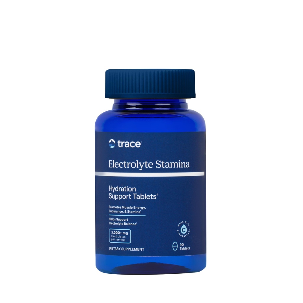 Trace Minerals Electrolyte Stamina - Heart Health & Hydration Support - Elektrolyytti täydentää Apuaineet Lihaskrampit ja kestävyyttä - Mineraali täydentää magnesium - 90 tablettia (15 tarjoilua)