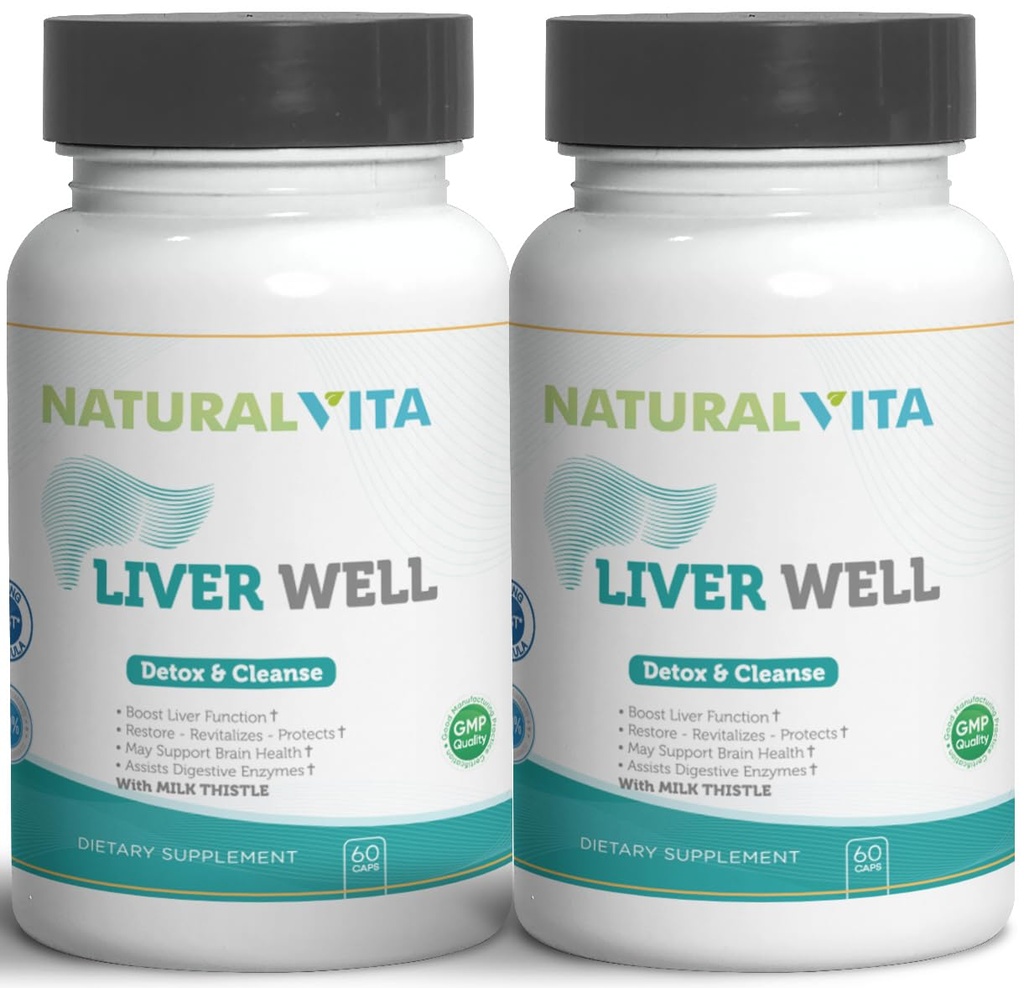 Liver Well (2) Cleanse, Metabolic Support Dtox - Liver Supplement Liverwell Health maito Thistle Extract