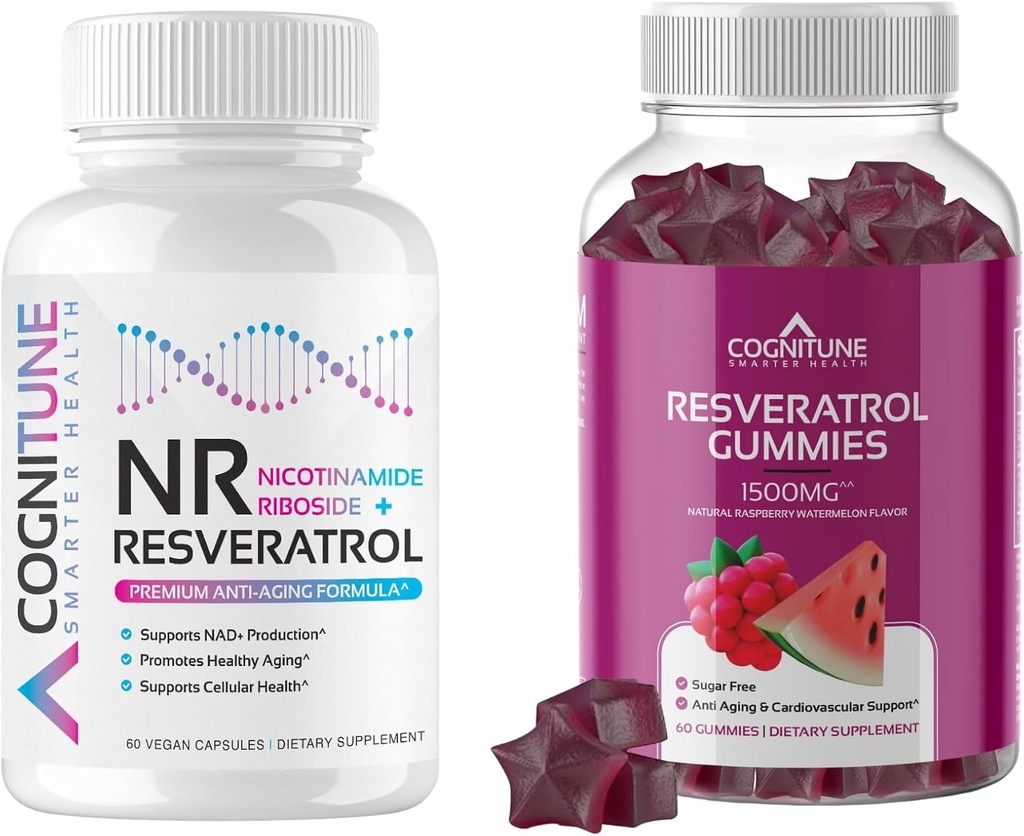Healthy Aging Supplement Bundle - Nicotinamide Ribsoside Complex och Resveratrol Gummies - 5-i-1 Anti Aging Formel Plus Resveratrol Gummies