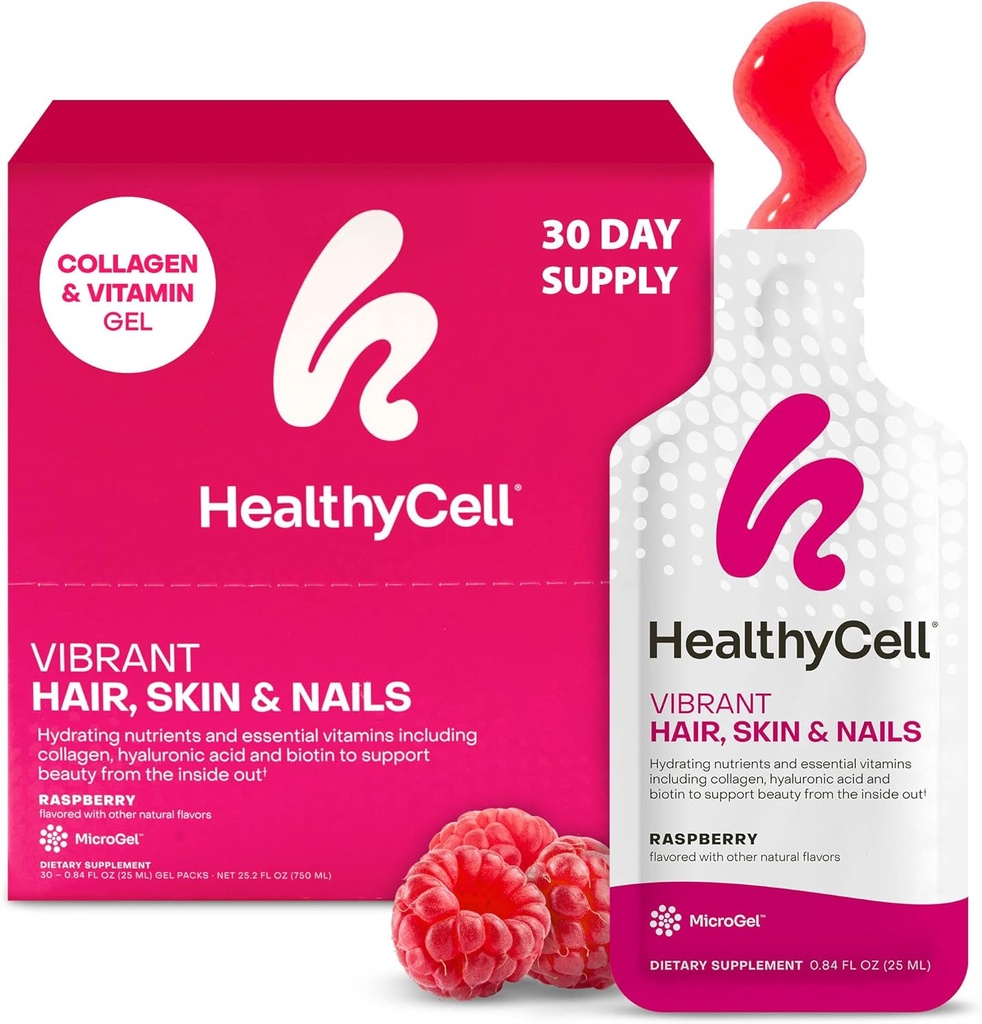 Tervehdys Vibrant hiukset iho ja kynnet Päivittäin nestemäinen täydennysosa - Kauneus täydentää hydrating ravinteita ja keskeisiä vitamiineja - Kollageeni, Biotiini ja hyaluronihappo - 30 Gel Packs
