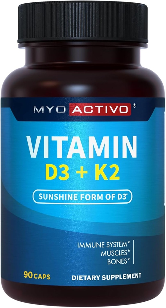 D3-vitamiinia K2 Supplement 5000 IU & 200 mikrog - suuri imeytyminen D3, patentoitu MK7 & MK4, Heart Health, Immunosupport, 90 kasvissyöjä kapselit