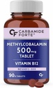 Geneerinen nousu . Vitamin B12 Tabletit 500 mcg - Aktiivinen muoto Methylcobalamiini B12 täydentää miesten ja naisten - 90 Veg tabletit, Nautral