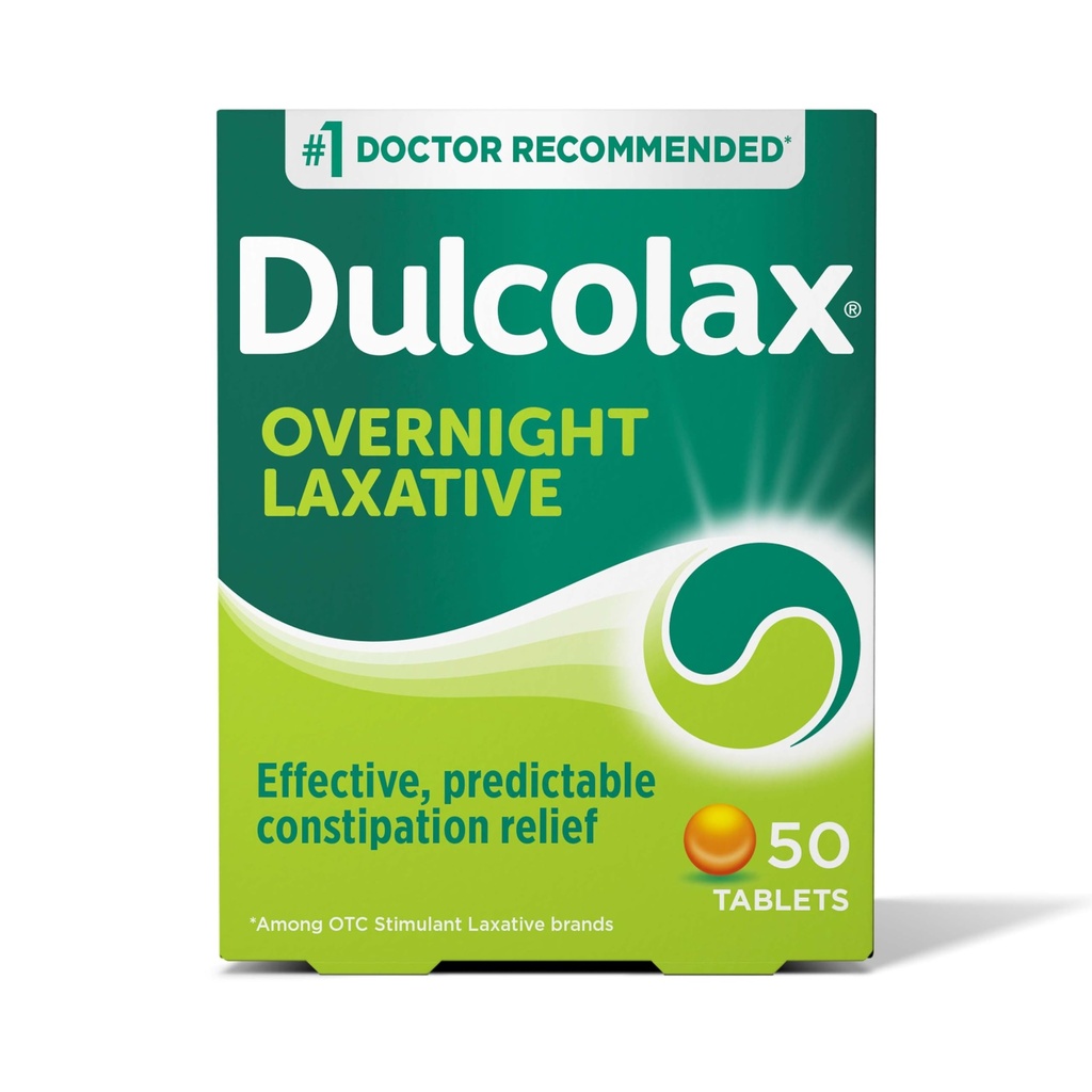 Dulcolax Stimulant Laksative Tabletit, ennustettavissa oleva ja tehokas Ummetus lievittyy, lievittää harjoitusta ja turvotusta, Bisacodyyli 5 mg, 50
