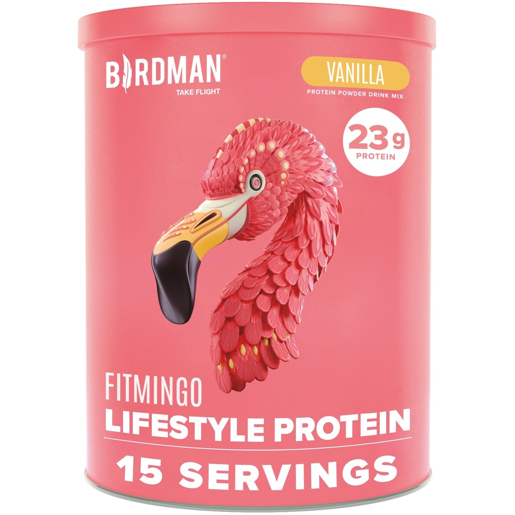 BIRDMAN Fitmingo Vegan Protein Powder med Inositol, Collagen Boosters, Hyaluronsyra och vitaminer | Low Carb, Dairy Free, Low Calorie | 23g Plant Based Blueberry Protein Powder med Myo-Inositol