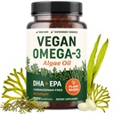 Vegan Omega 3 Algae Oil | Plant Based DHA EPA | Sustainably Sourced, No Carrageenan, Non GMO | Hjärta, hjärna och ögonhälsa | fiskolja alternativ | Alger Omega 3 Supplement | 60 Softgel kapslar